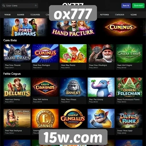 Opções de jogos disponíveis no ox777